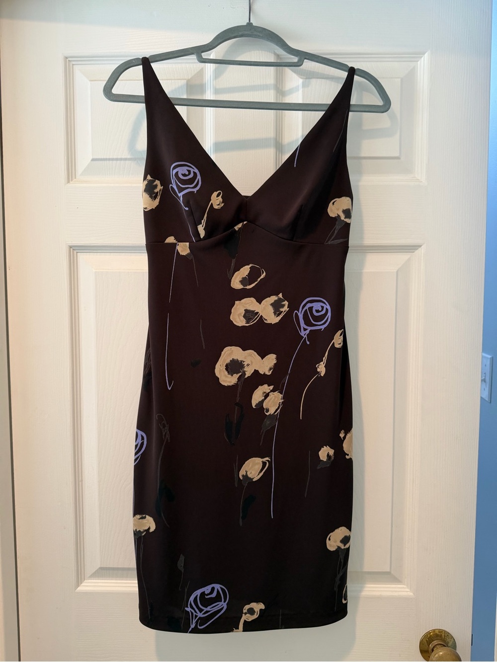 Vintage BCBG Brown Floral Mini Dress